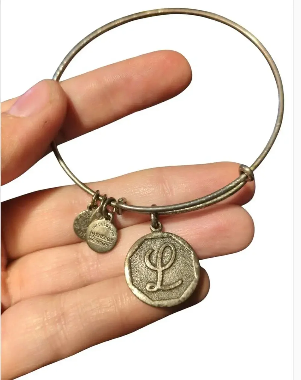 Alex and Ani Initial L Charm Expandable Wire Bangle Rafaelian